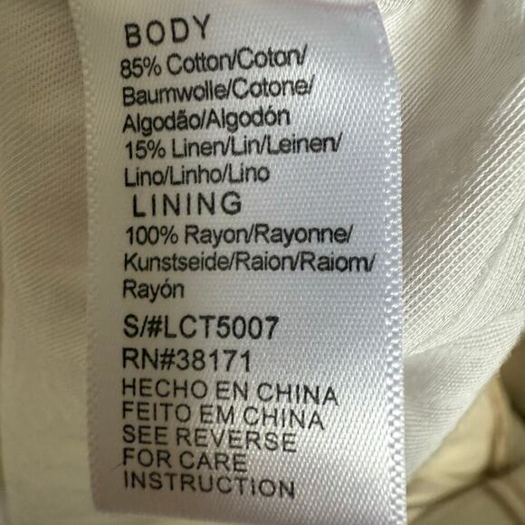 LUCCA Linen Navy Striped Ruffle Shoulder Sleeveless Top Resortwear Minimalist M - Picture 8 of 9